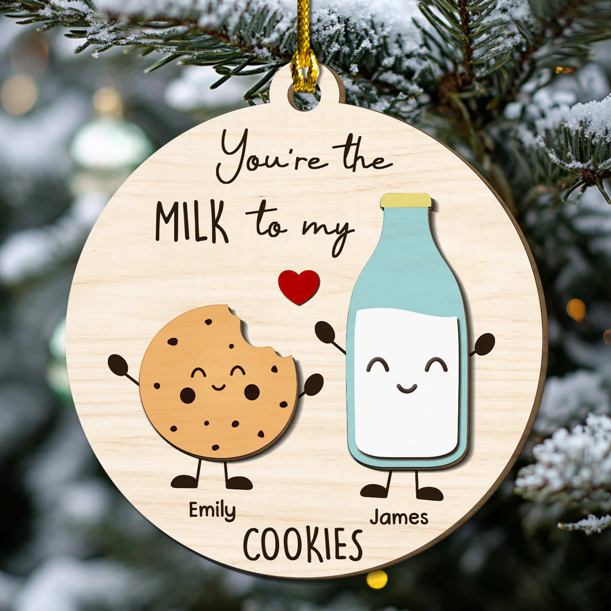 You Are The Milk To My Cookie - Personalized Custom Freeshape 2-Layered Wood Ornament - Image 9