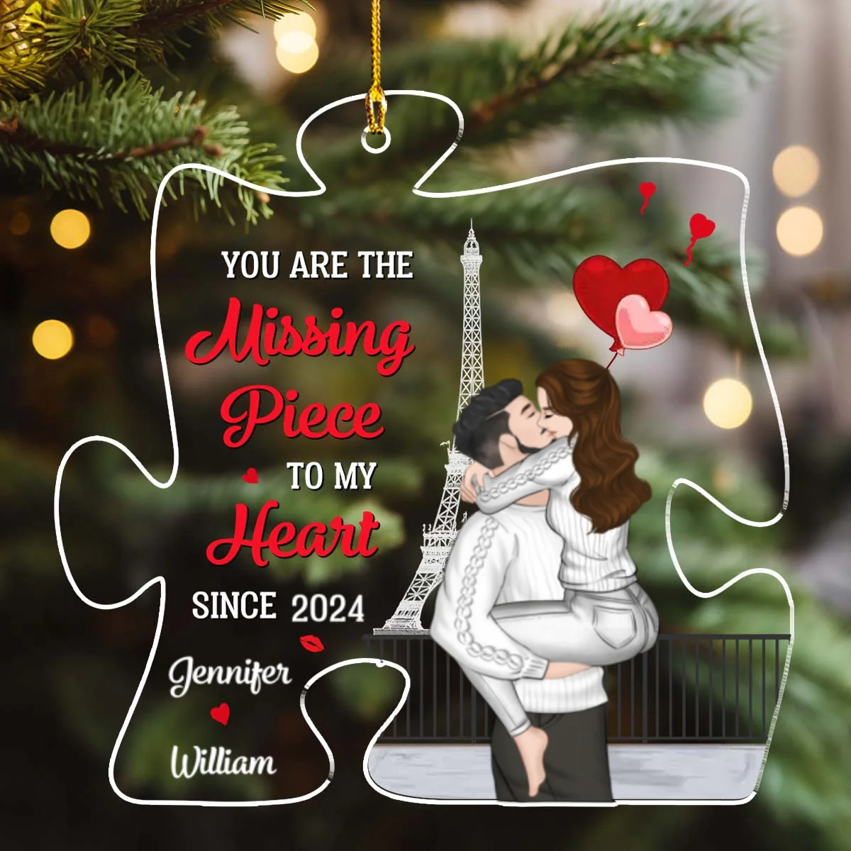You Are The Missing Piece To My Heart - Personalized Custom Acrylic Ornament - Image 6