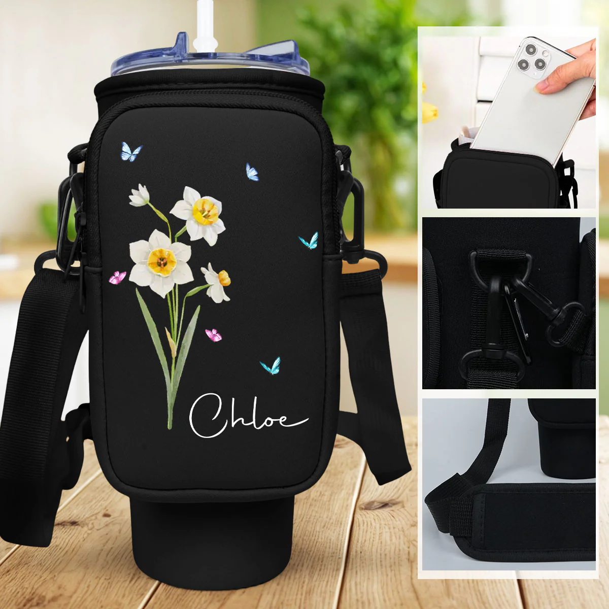You Are The Most Beautiful Flower - Personalized Custom 40oz Water Bottle Carrier Bag - Image 5