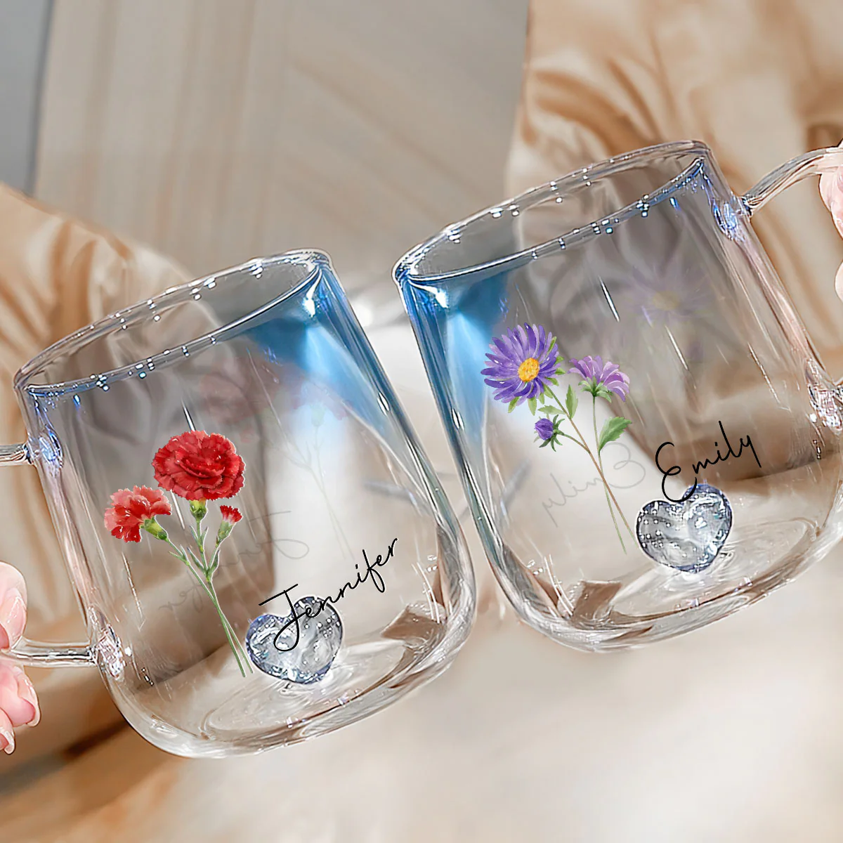 You Are The Most Beautiful Flower - Personalized Custom Blue Gradient Glass Mug - Image 4