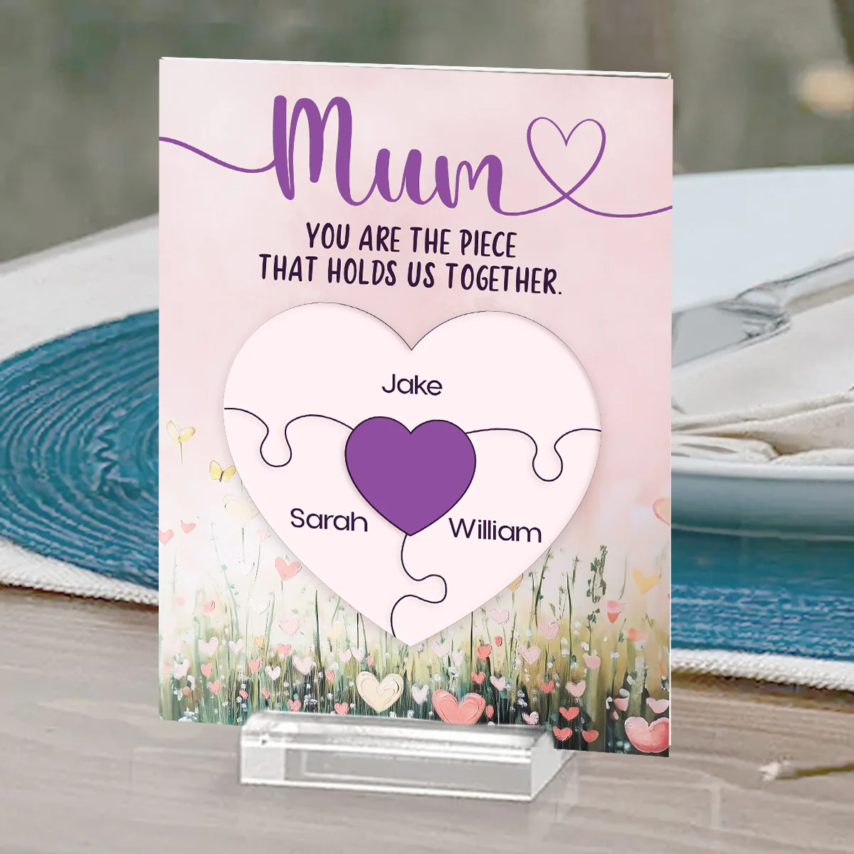 You Are The Piece That Holds Us Together - Personalized Custom Acrylic Plaque With Base - Image 2