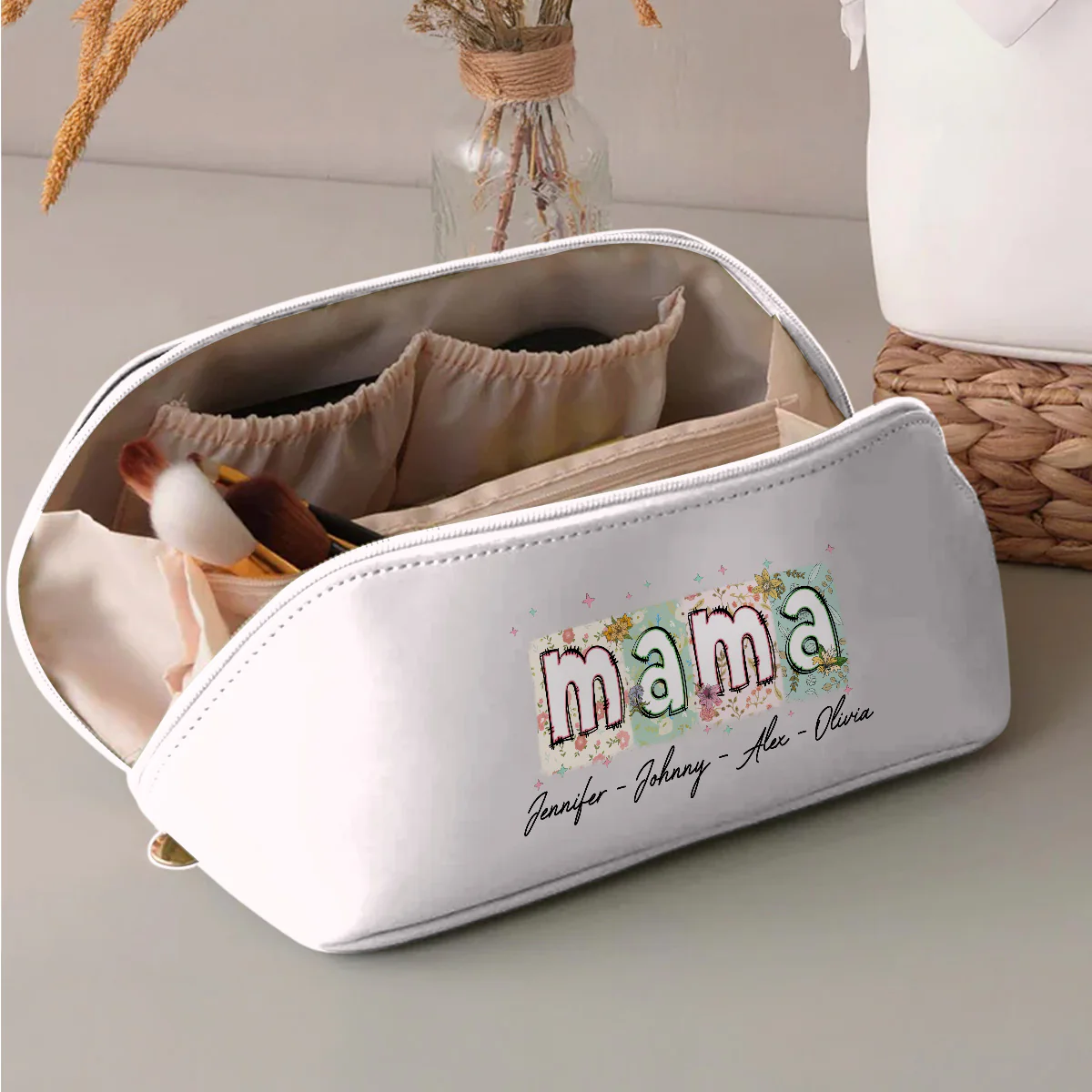 You Are The Piece That Holds Us Together - Personalized Custom Leather Makeup Bag - Image 3