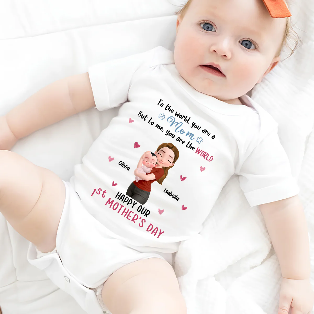 You Are The World Mom - Personalized Custom Baby Onesie - Image 4