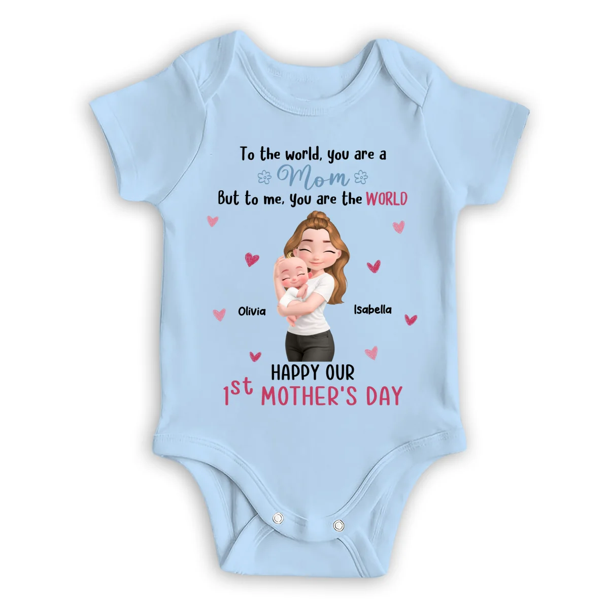 You Are The World Mom - Personalized Custom Baby Onesie - Image 8