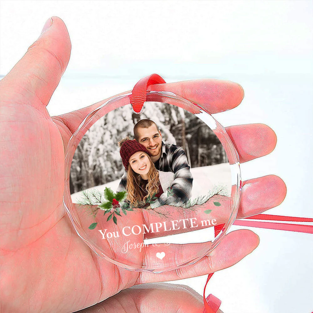 You Complete Me - Personalized Custom Glass Ornament - Image 2