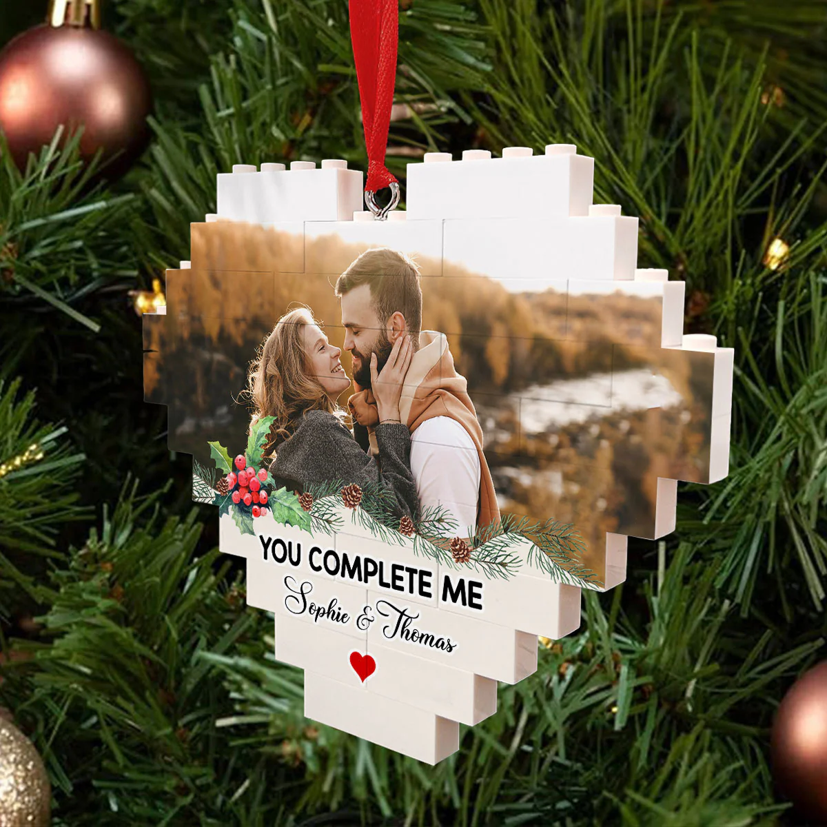 You Complete Me - Personalized Custom Heart Puzzle Ornament - Image 2