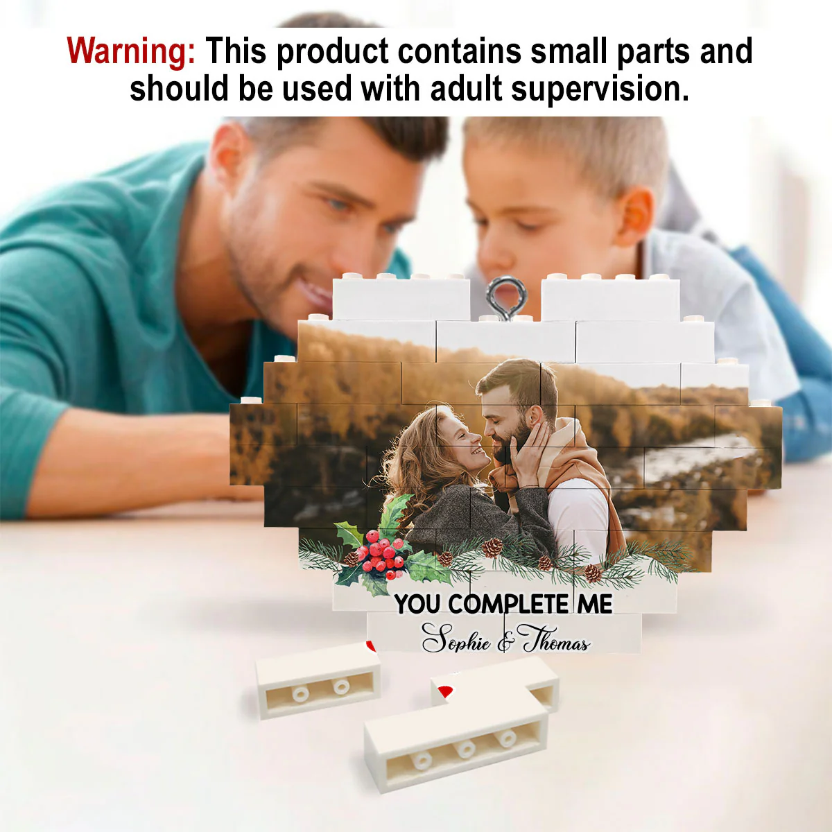 You Complete Me - Personalized Custom Heart Puzzle Ornament - Image 3