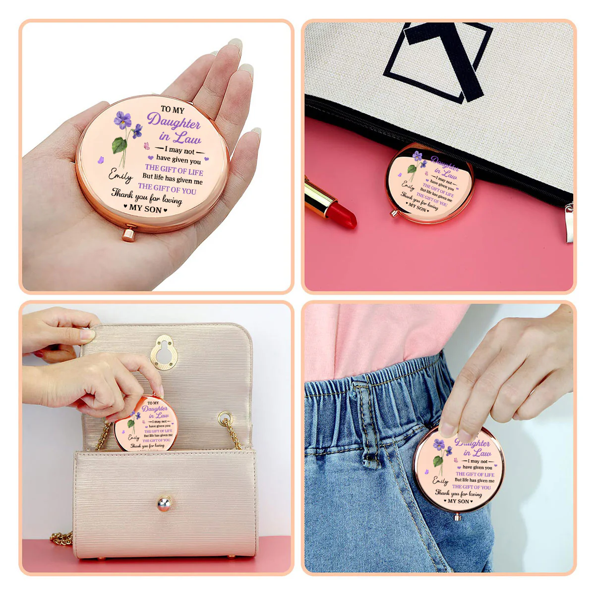 You Complete Our Family - Personalized Custom Compact Mirror - Image 4
