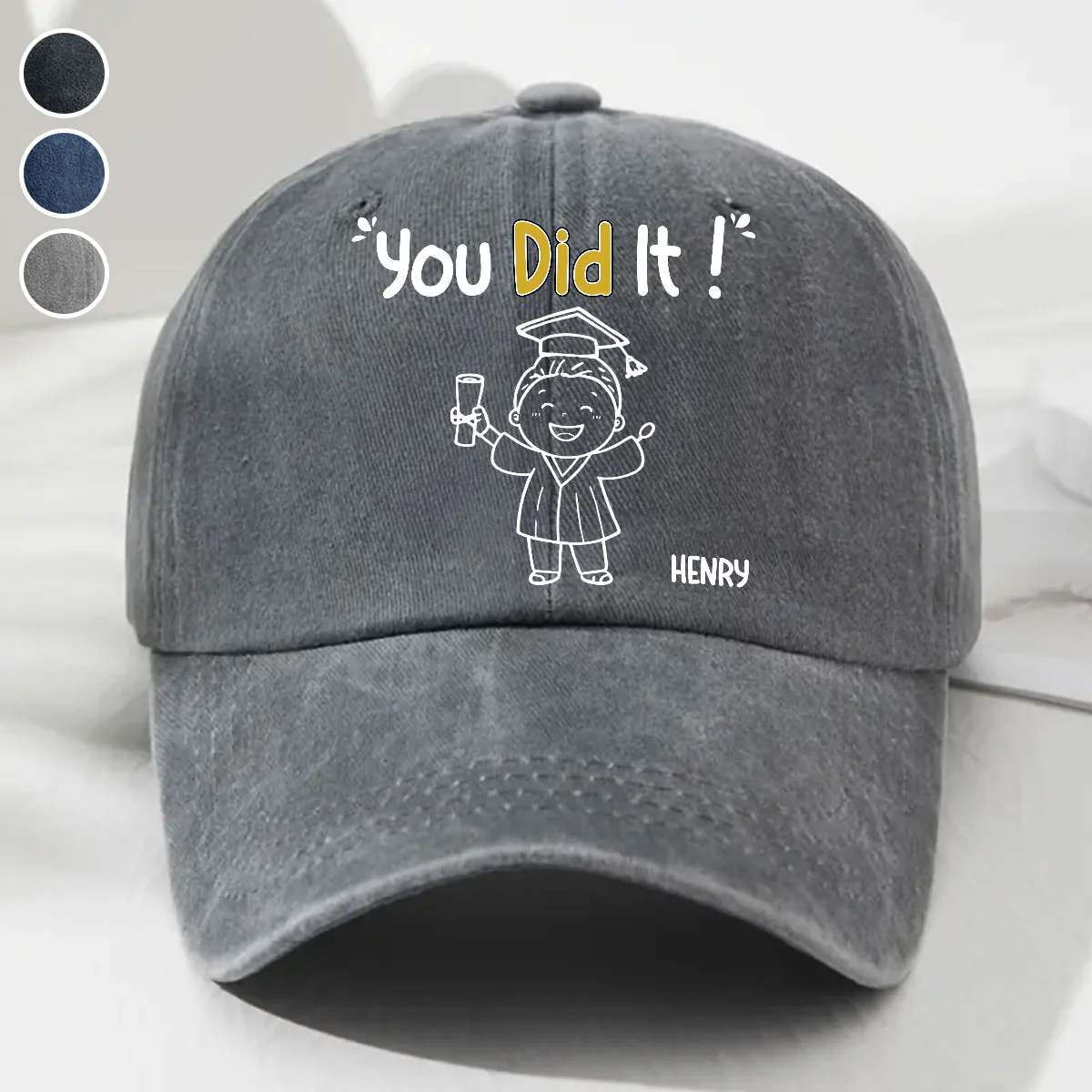 You Did It - Personalized Custom Vintage Washed Denim Cap