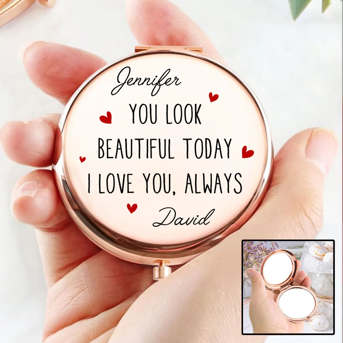 You Look Beautiful Today - Personalized Custom Compact Mirror