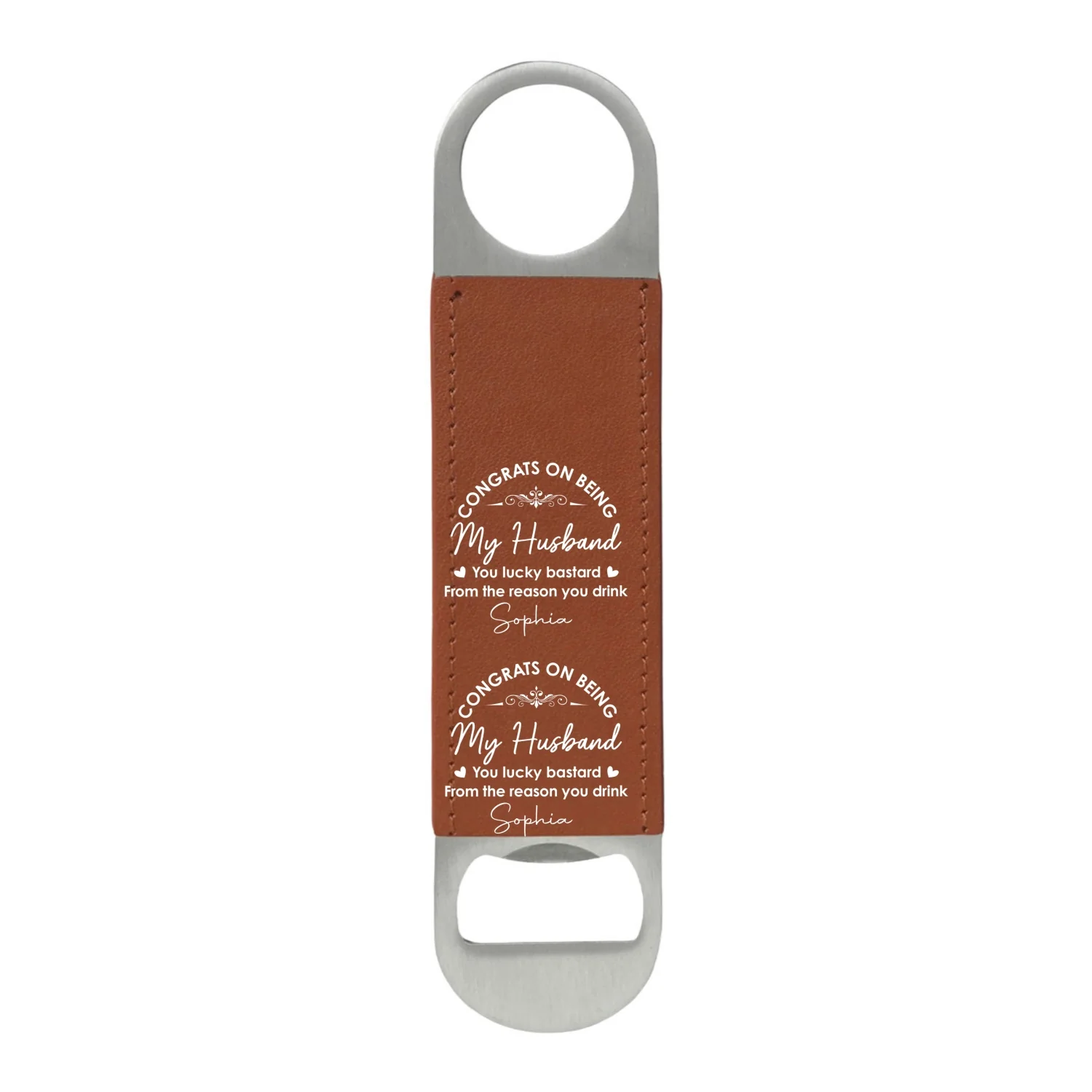 You Lucky Bastard - Personalized Custom Leather Bottle Opener - Image 9
