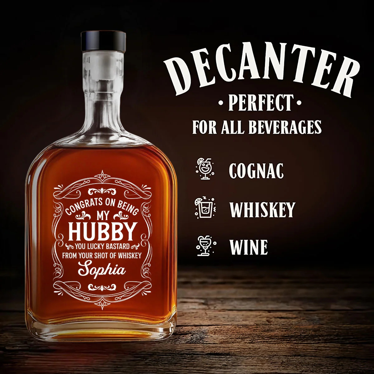 You Lucky Bastard - Personalized Custom Spirits Decanter - Image 3