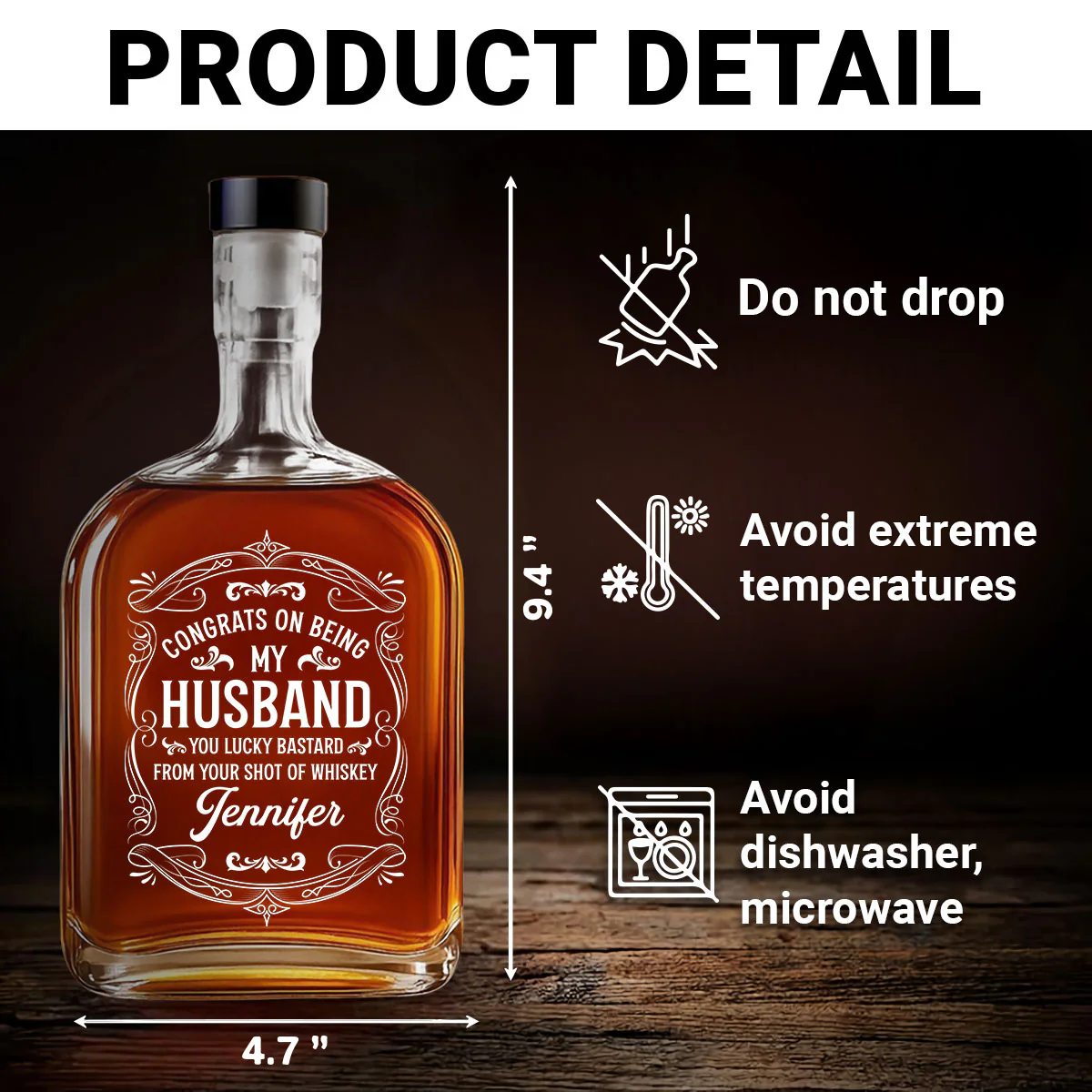 You Lucky Bastard - Personalized Custom Spirits Decanter - Image 4
