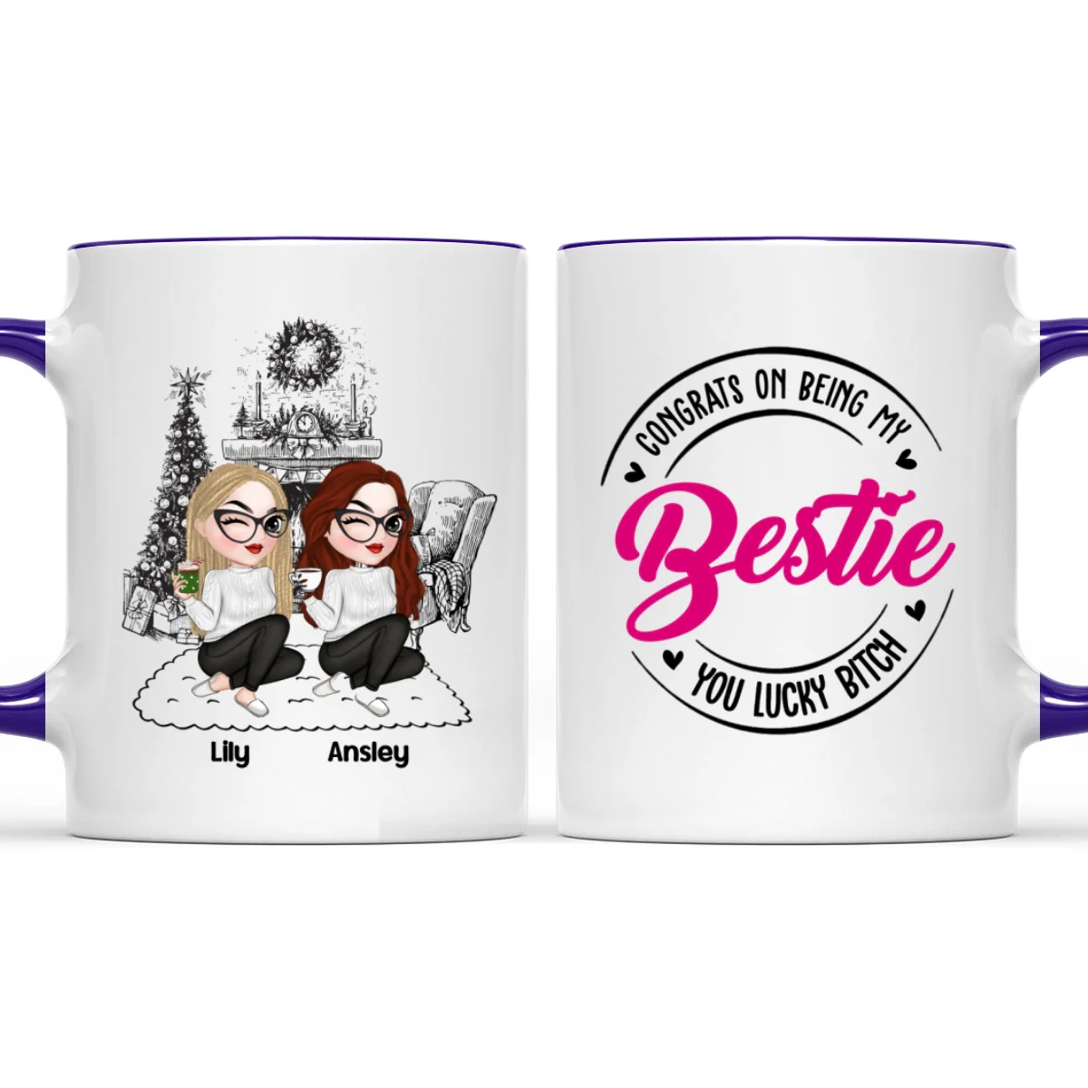 You Lucky Bitch - Personalized Custom Accent Mug - Image 10