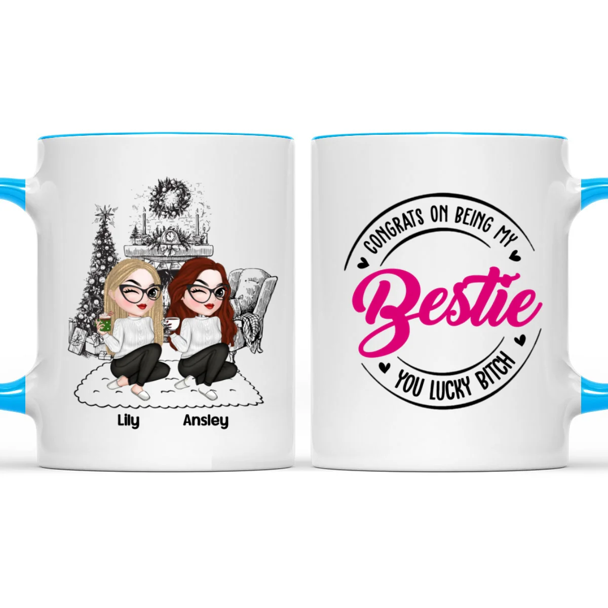 You Lucky Bitch - Personalized Custom Accent Mug - Image 8