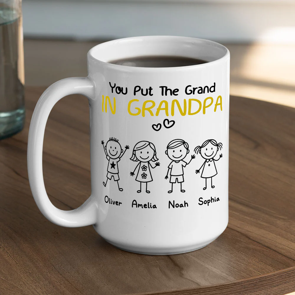 You Make Grandpa Look Grand - Personalized Custom Coffee Mug - Image 5