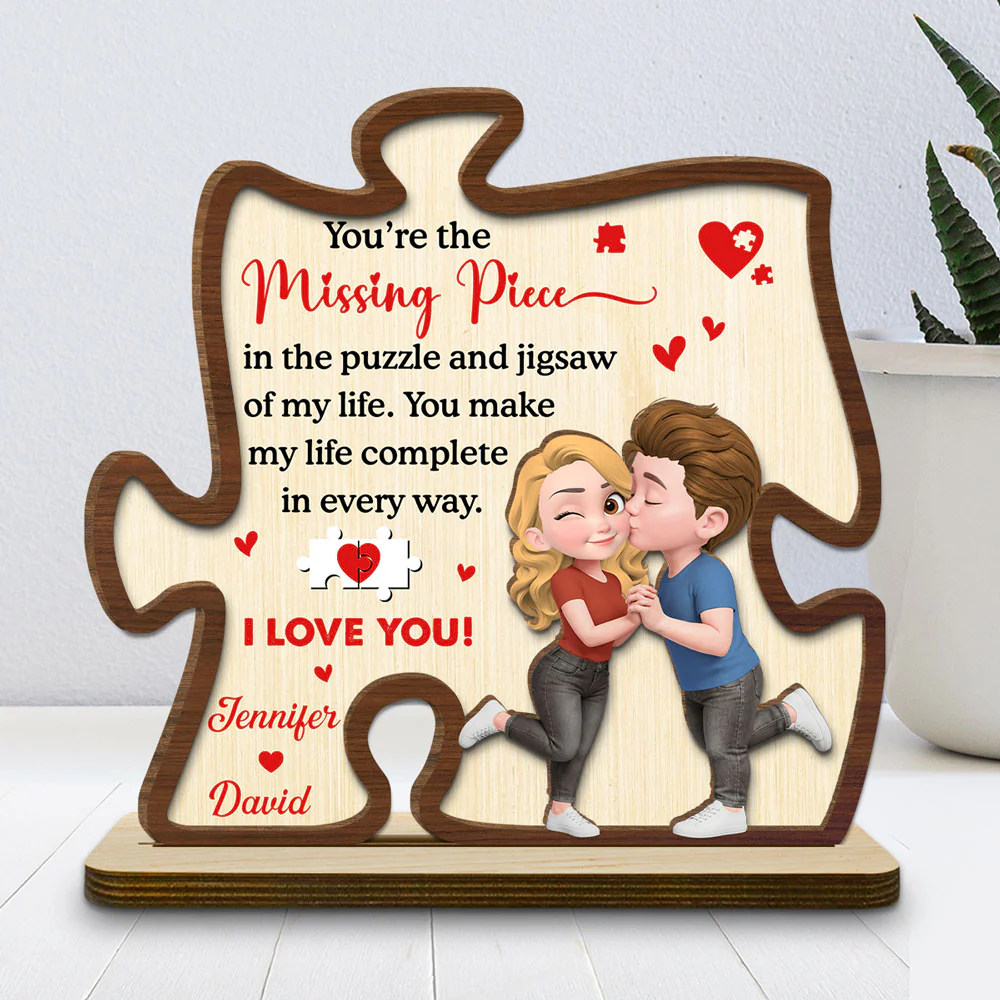 You Make My World Complete - Personalized Custom 2-Layer Wood Plaque With Flat Base - Image 4