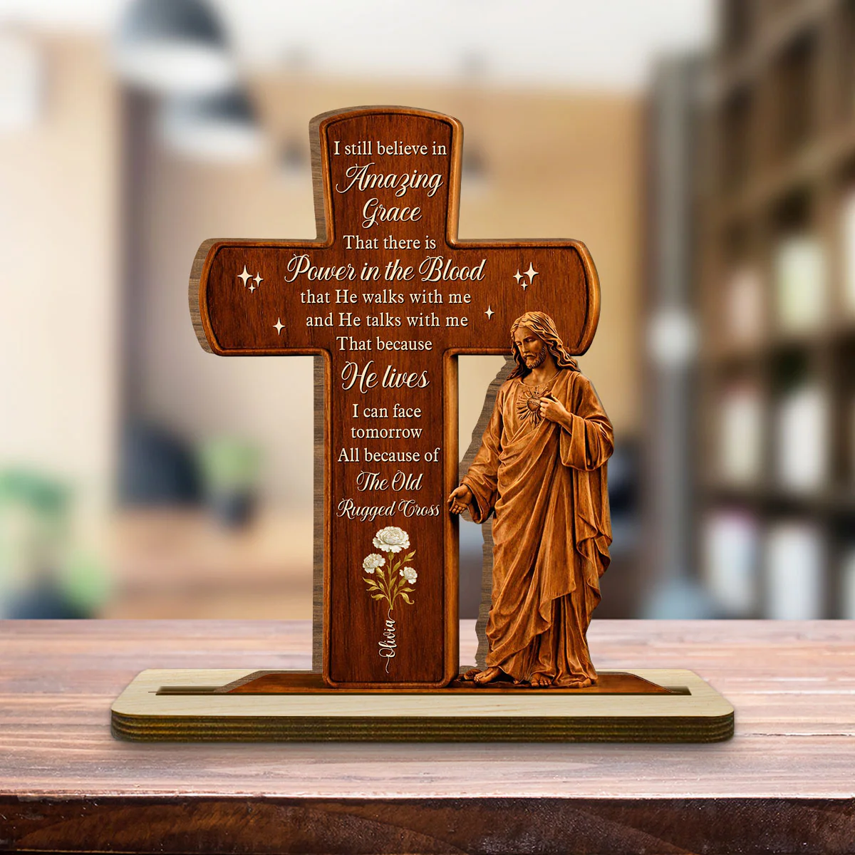 You Make The World Better - Personalized Custom 2-Layer Wood Plaque With Flat Base - Image 4