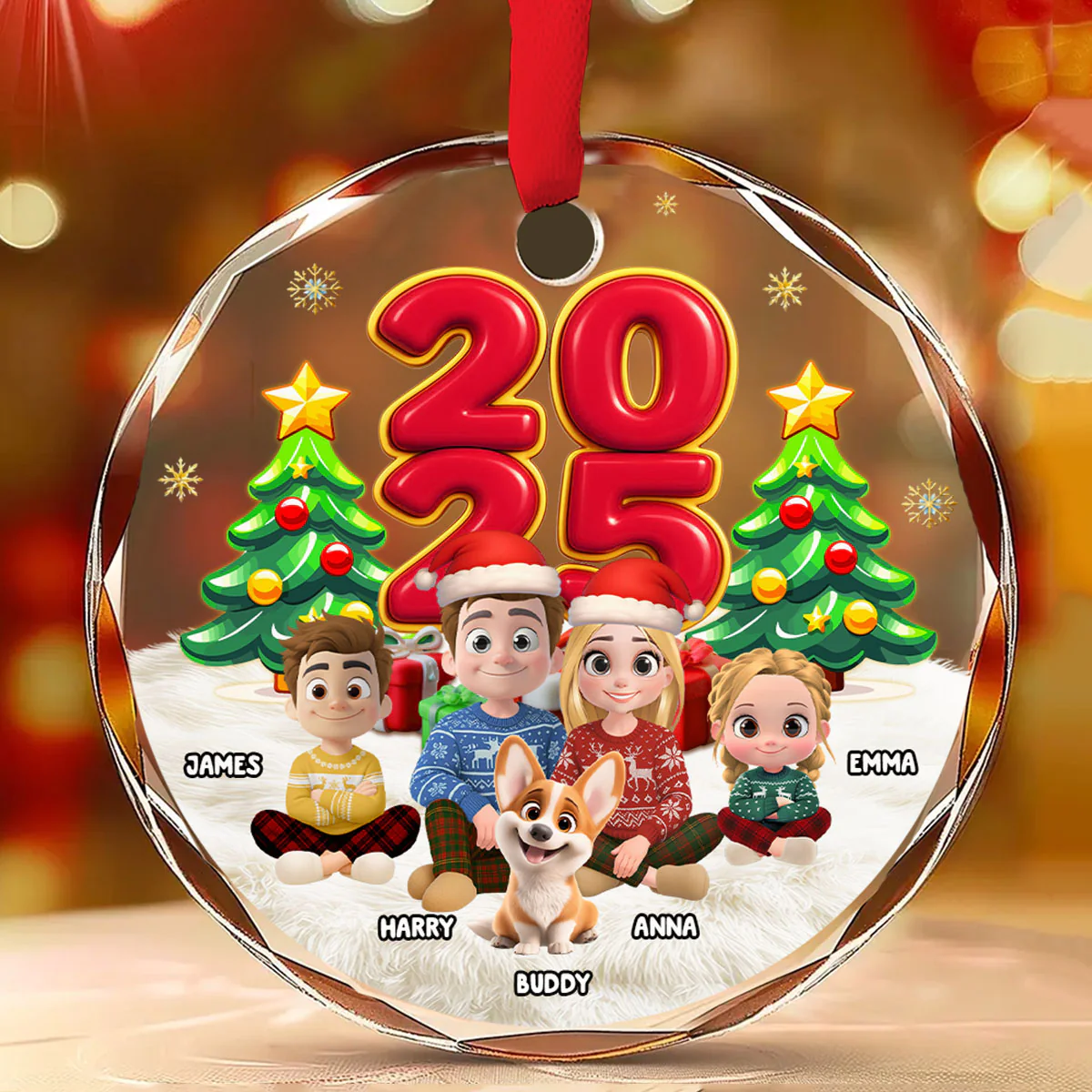 You Me And Our Kids - Personalized Custom Glass Ornament