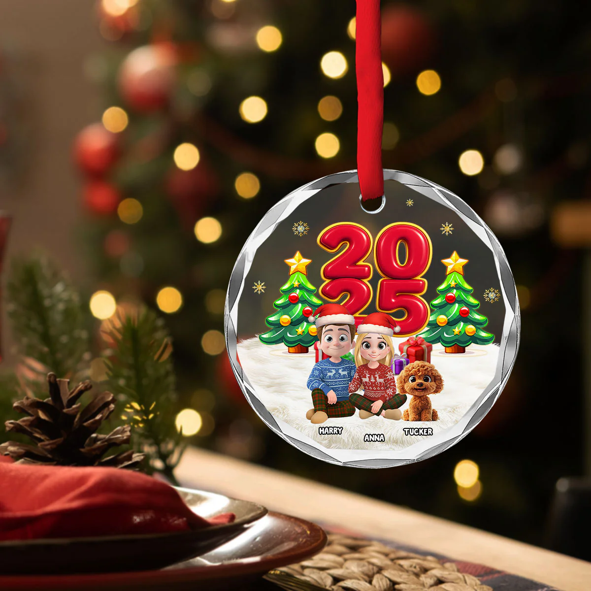 You Me And Our Kids - Personalized Custom Glass Ornament - Image 2