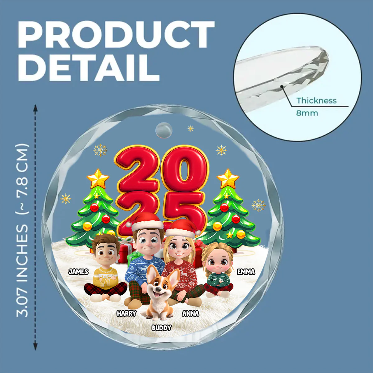You Me And Our Kids - Personalized Custom Glass Ornament - Image 6