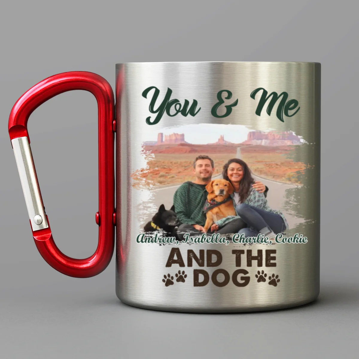 You & Me And The Dog Photo - Personalized Custom Carabiner Mug - Image 3