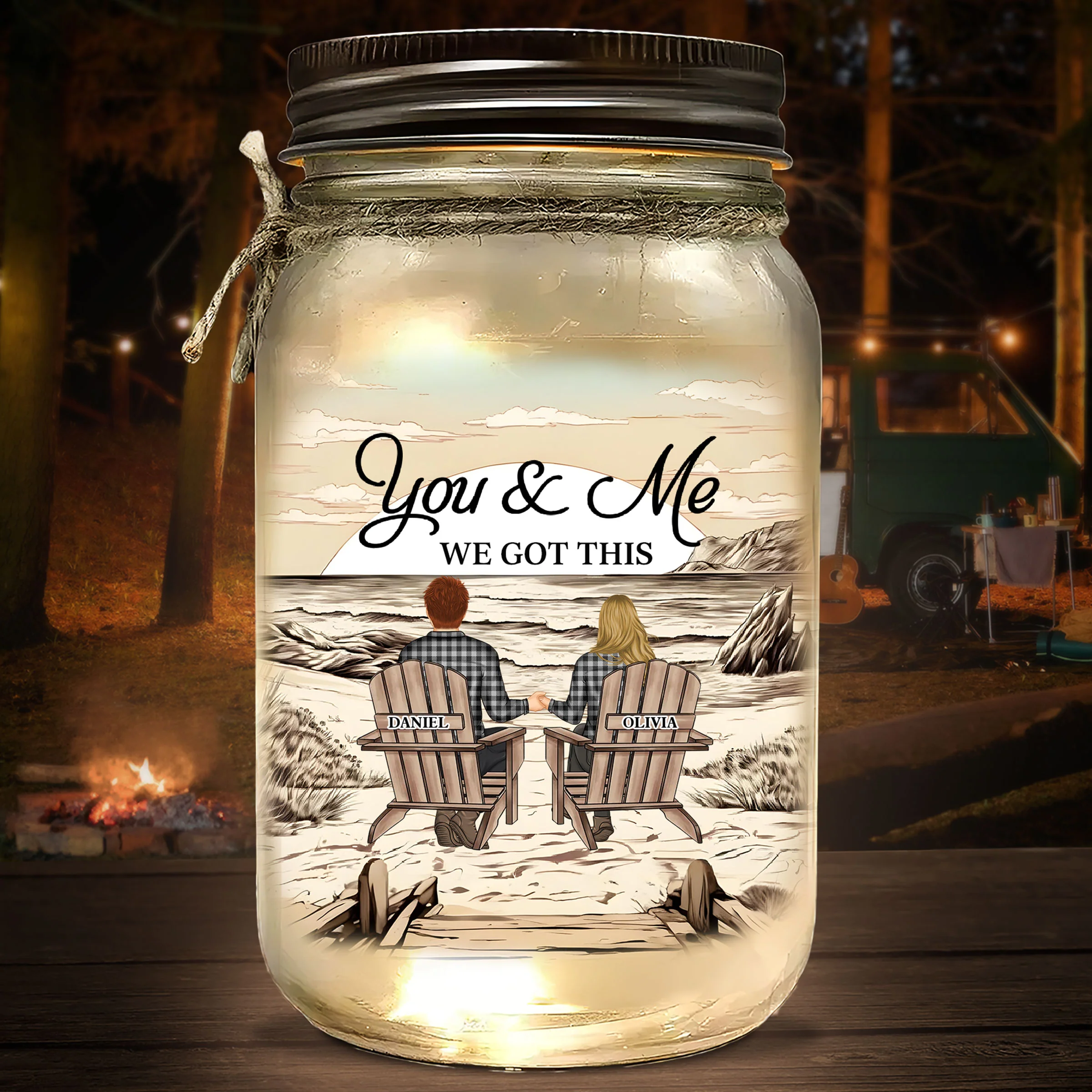 You & Me We Got This - Personalized Custom Mason Jar Light - Image 3