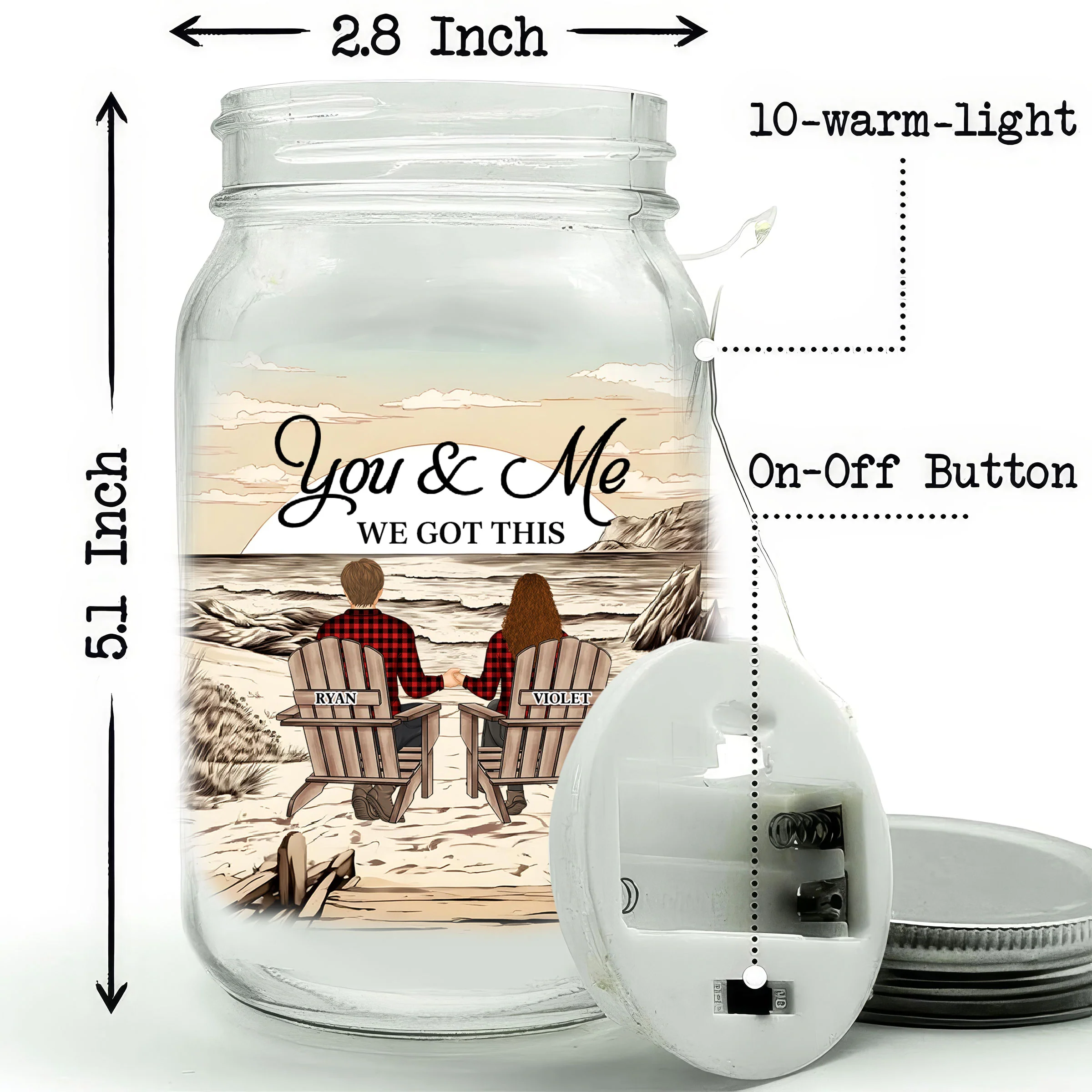 You & Me We Got This - Personalized Custom Mason Jar Light - Image 4