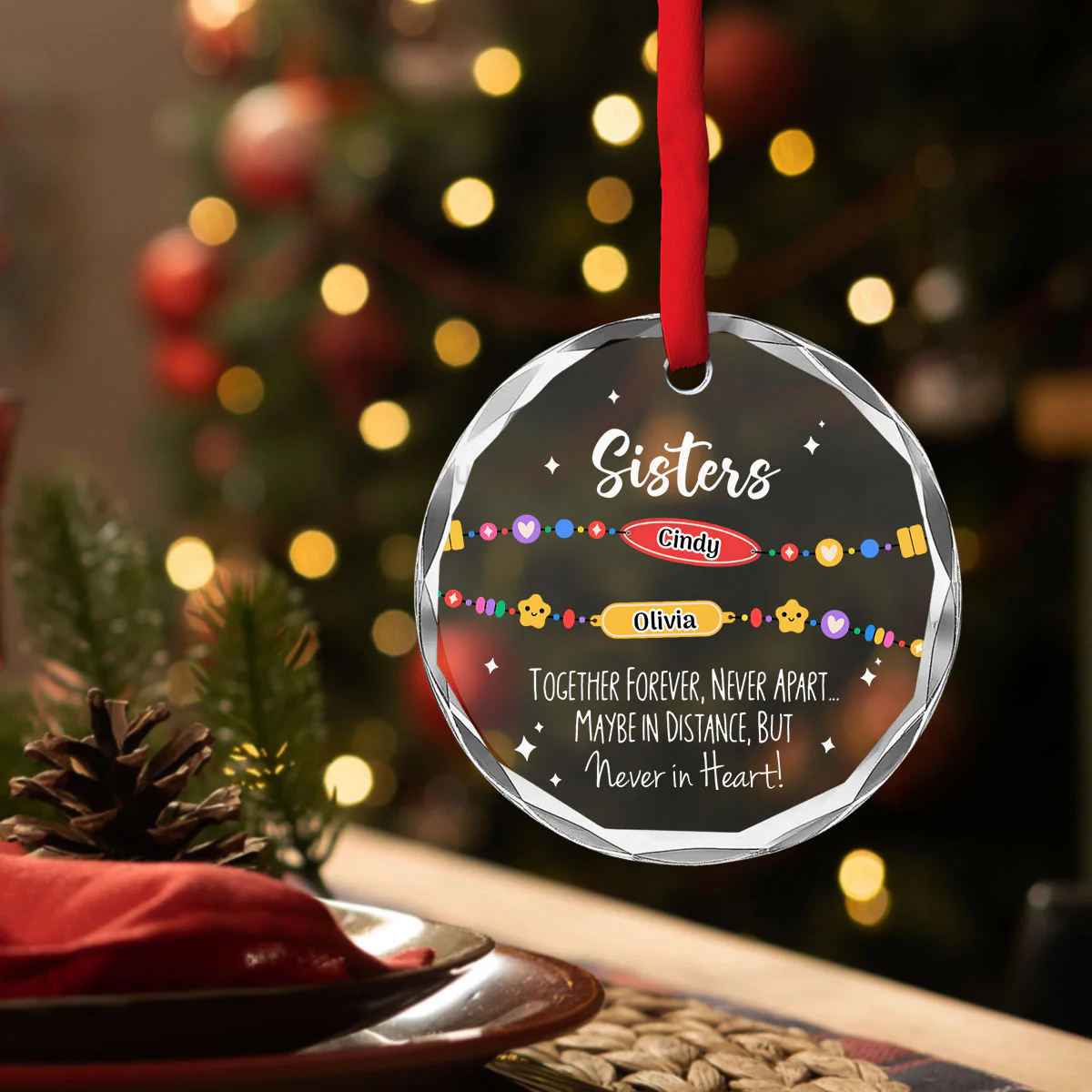 You Wear Your Bracelet And I Will Wear Mine - Personalized Custom Glass Ornament - Image 3