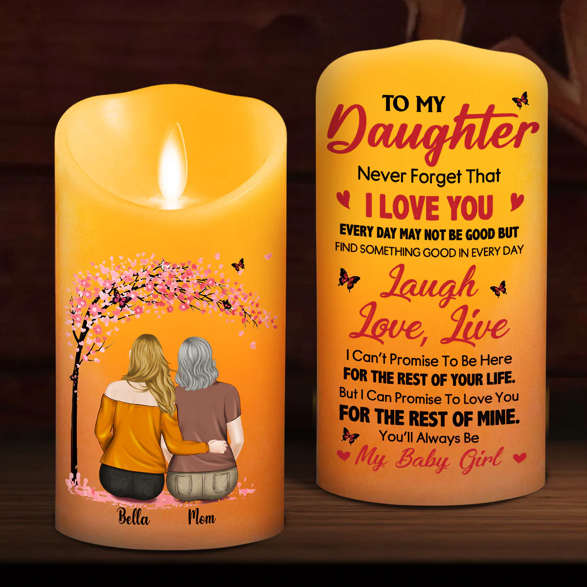 You Will Always Be My Baby Girl - Personalized Custom LED Candle - Image 3