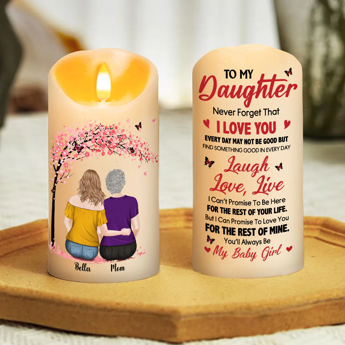 You Will Always Be My Baby Girl - Personalized Custom LED Candle - Image 4