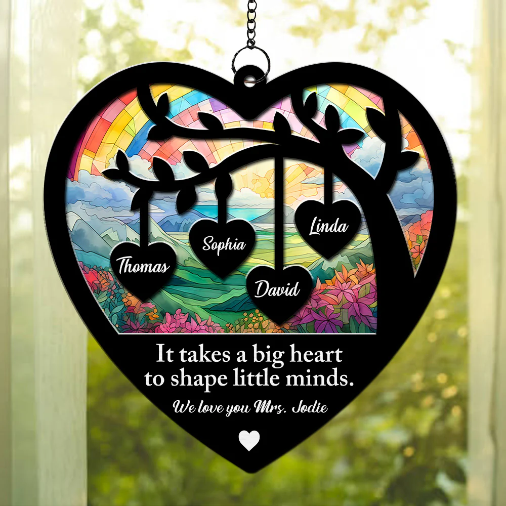 Your Big Heart Shapes Our World - Personalized Custom Suncatcher - Image 2