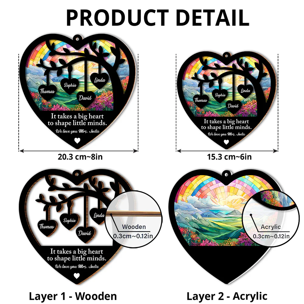 Your Big Heart Shapes Our World - Personalized Custom Suncatcher - Image 5