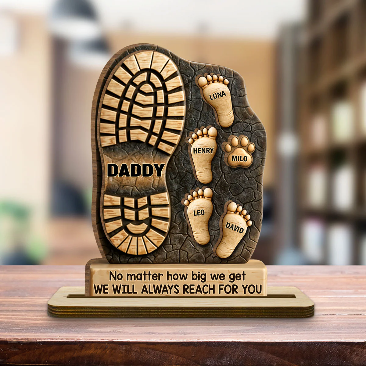 Your Footsteps Led Our Way - Personalized Custom 2-Layer Wood Plaque With Flat Base - Image 4