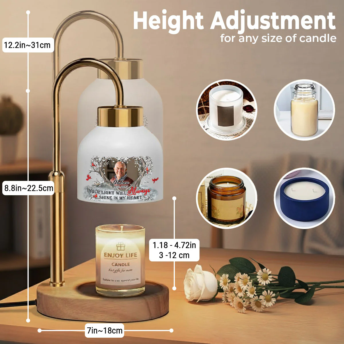 Your Light Will Always Shine In My Heart - Personalized Custom Candle Warmer Lamp - Image 4