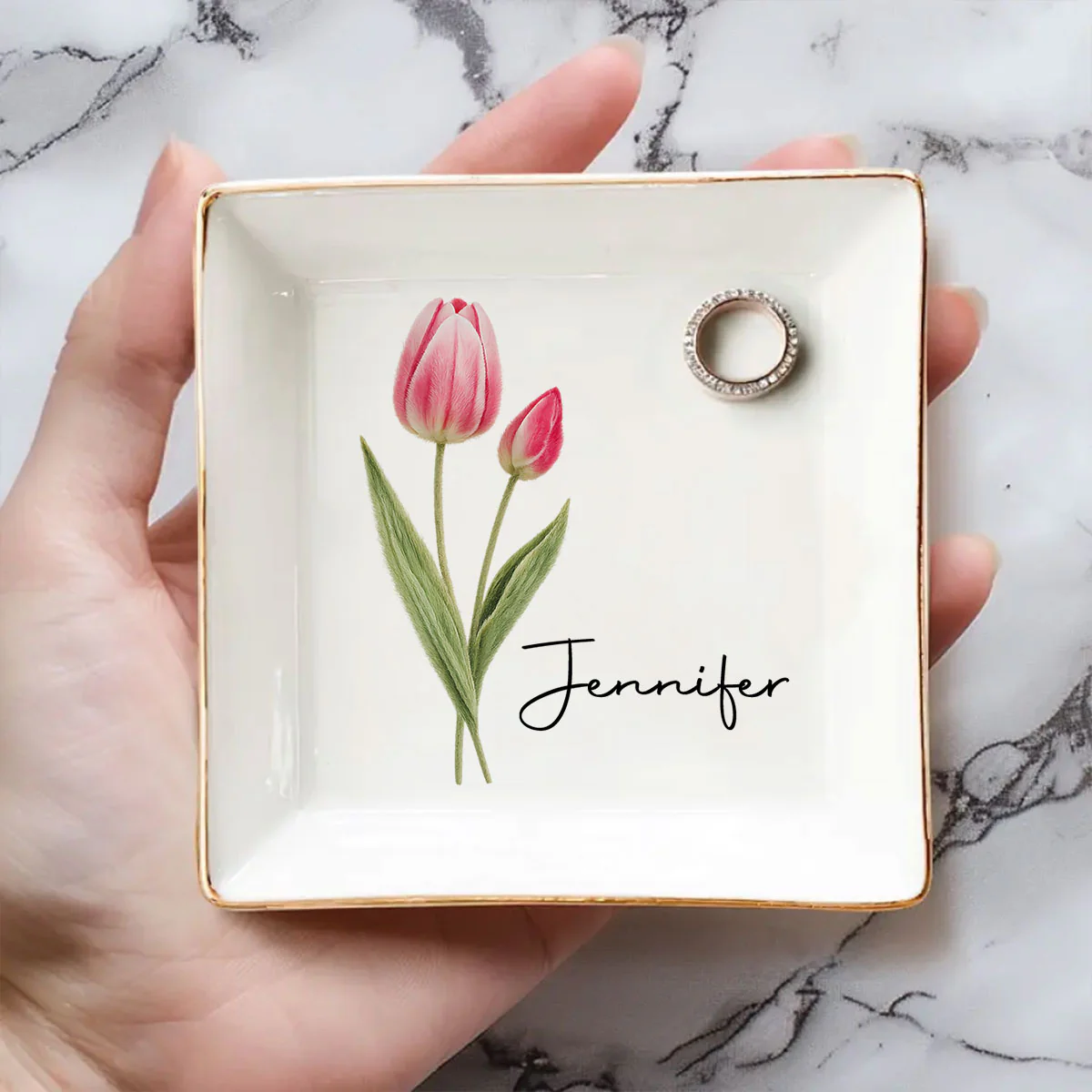 Your Own Flower - Personalized Custom Jewelry Dish - Image 2