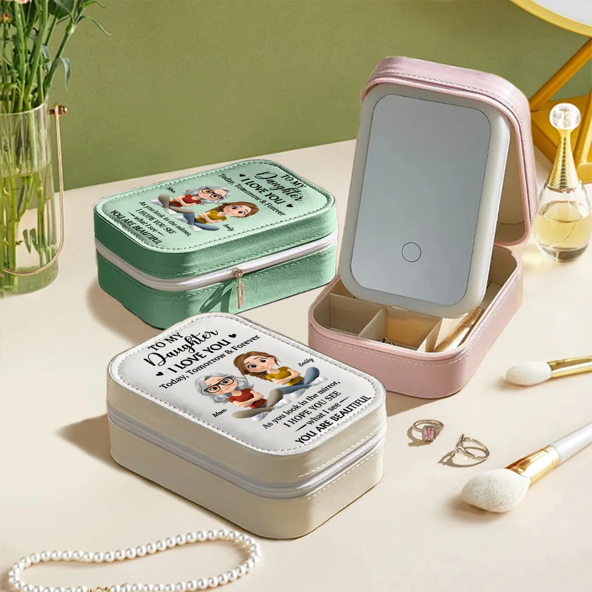 Your Reflection Is Pure Love - Personalized Custom Jewelry Box With LED Mirror - Image 2