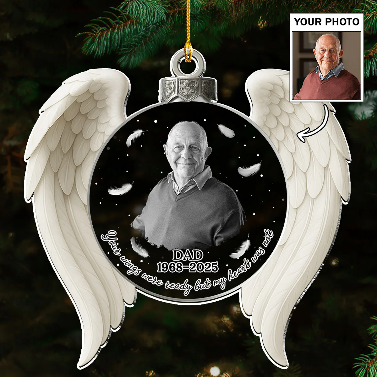 Your Wings Were Ready But My Heart - Personalized Custom Acrylic Ornament