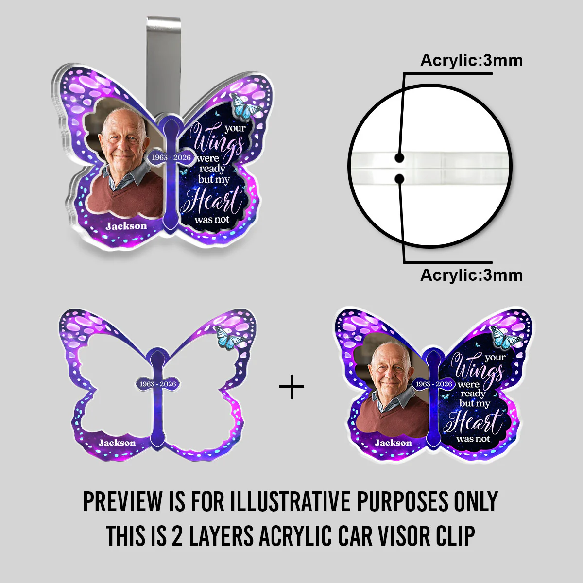 Your Wings Were Ready - Personalized Custom Acrylic Car Visor Clip - Image 5