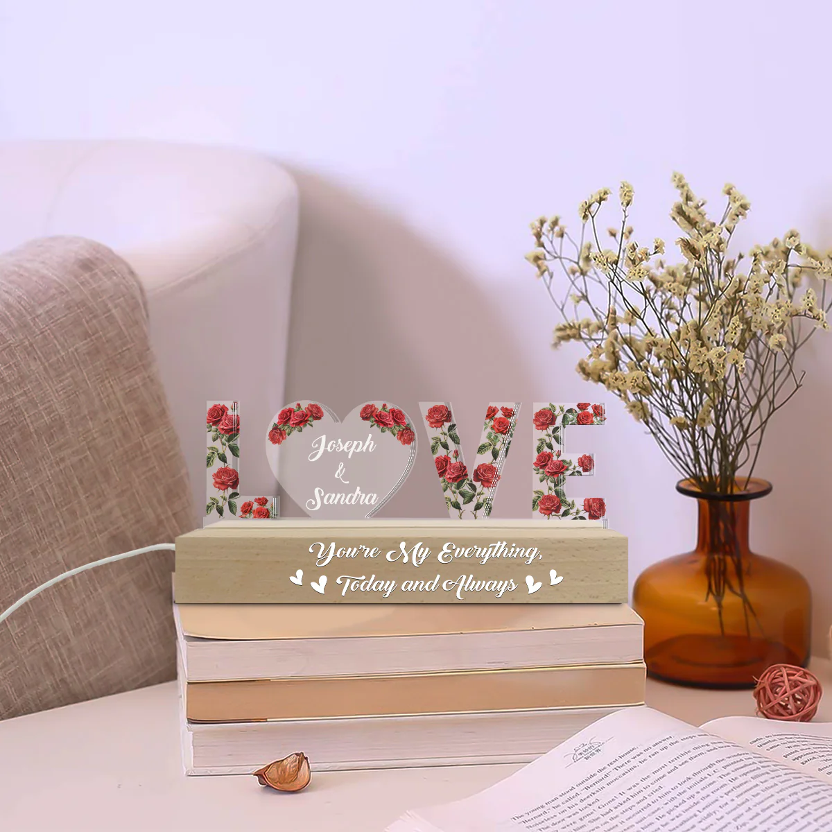You're My Everything - Personalized Custom Acrylic 3D LED Night Light - Image 2